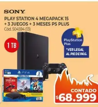 Naldo Lombardi Sony Play Station 4 Megapack 15 + 3 Juegos + 3 Meses PS Plus 504594 (13) 1 TB oferta