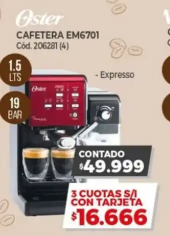 Naldo Lombardi Oster Cafetera EM6701 206281 (4) 1.5Lts 19 Bar oferta