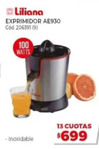 Naldo Lombardi Liliana Exprimidor AE930 206391 (9) 100 Watts oferta