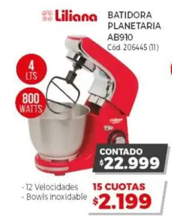Naldo Lombardi Liliana Batidora Planetaria AB910 206445 (1) 4 Lts 800 Watts oferta