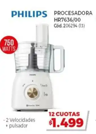 Naldo Lombardi Philips Procesadora HR7636/00 206294 (13) 750 Watts oferta