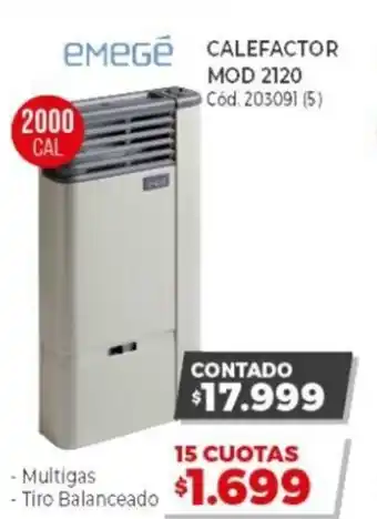 Naldo Lombardi Emegé Calefactor MOD 2120 203091 (5) 2000 Cal oferta