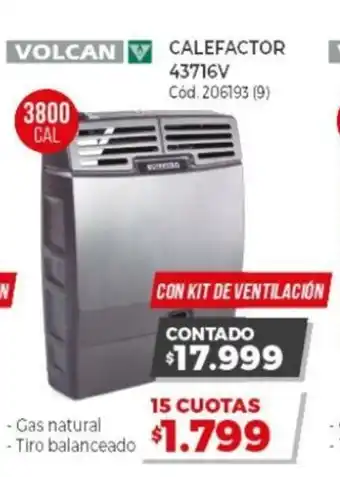 Naldo Lombardi Volcan V Calefactor 43716V 3800 Cal oferta
