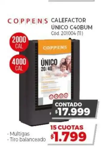Naldo Lombardi Coppens Calefactor Unico C40Bum 2000 Cal 4000 Cal oferta