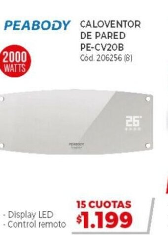 Naldo Lombardi Peabody Caloventor De Pared PE-CV20B 2000 Watts oferta