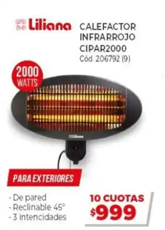 Naldo Lombardi Liliana Calefactor Infrarrojo Cipar2000 Watts oferta