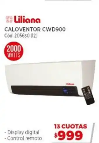 Naldo Lombardi Liliana Caloventor CWD900 2000 Watts oferta