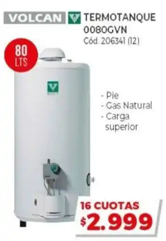 Naldo Lombardi Volcan V Termotanque 0080GVN 80 Lts oferta