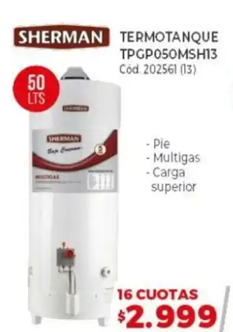 Naldo Lombardi Sherman Termotanque TPGP050MSH13 50 Lts oferta