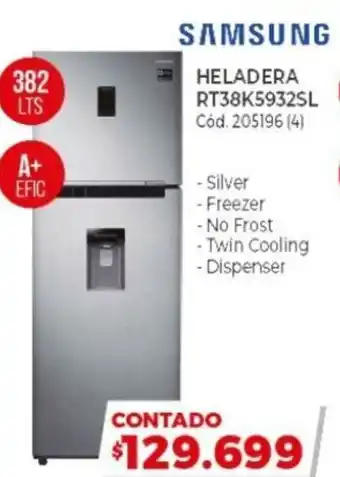 Naldo Lombardi Samsung Heladera RT38K5932SL 382 Lts oferta