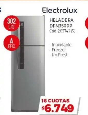 Naldo Lombardi Electrolux Heladera DFN3500P 302 Lts oferta