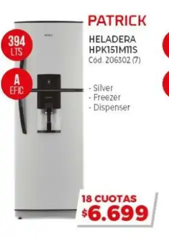 Naldo Lombardi Patrick Heladera HPK151M11S 394 Lts oferta