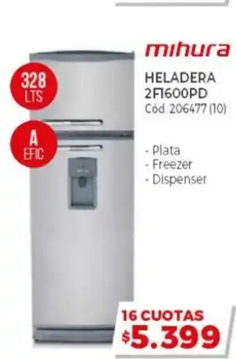 Naldo Lombardi Mihura Heladera 2F1600PD 328 Lts oferta