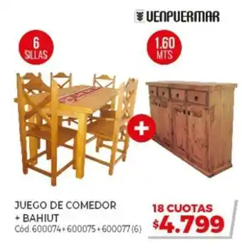 Naldo Lombardi Venpuermar Juego De Comedor + Bahiut 6 Sillas 1.60 Mts oferta