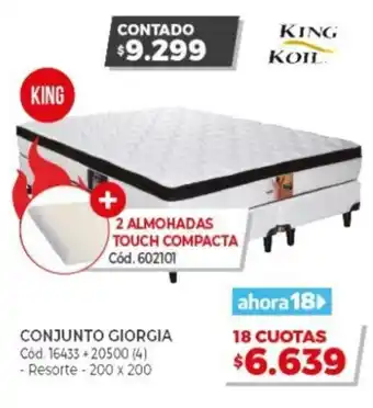 Naldo Lombardi King Koil + Almonadas Touch Compacta Conjunto Giorgia King oferta
