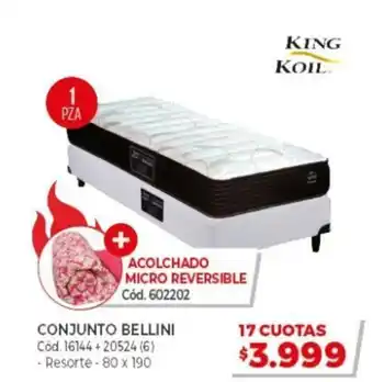 Naldo Lombardi King Koil + Acolchado Micro Reversible Conjunto Bellini 1 Pzas oferta