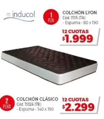 Naldo Lombardi Inducol Colchón Lyon 1 Pzas / Colchón Clásico 2 Pzas oferta