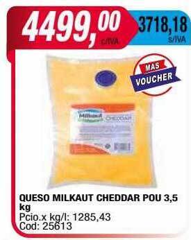 Maxiconsumo Queso milkaut cheddar pou oferta