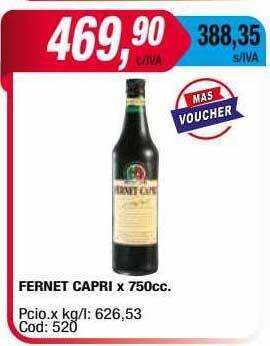 Maxiconsumo Fernet capri oferta