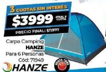 Diarco Carpa Camping Hanze oferta