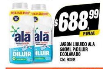 Supermercados Yaguar Jabon Liquido Ala 500ml P/Diluir Ecolavado oferta