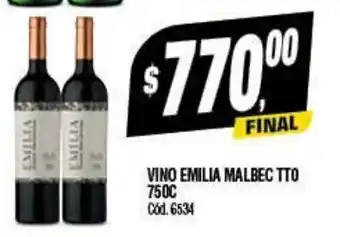Supermercados Yaguar Vino Emilia Malbec TTO 750c oferta