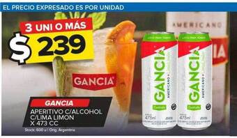 Carrefour Maxi Gancia aperitivo c alcohol c lima limon oferta