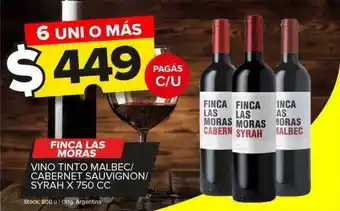 Carrefour Maxi Finca las moras vino tinto malbec cabernet sauvignon syrah oferta