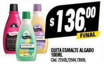 Supermercados Yaguar Quita Esmalte Algabo 100ml oferta