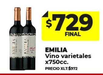 Supermayorista Vital Emilia Vino Varietales x 750cc oferta