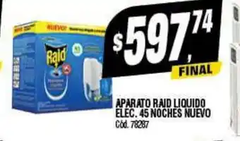 Supermercados Yaguar Aparato Raid Liquido Elec. 45 Noches Nuevo oferta