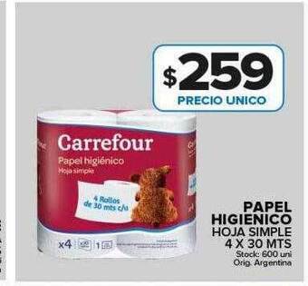 Carrefour Maxi Papel higienico hoja simple oferta
