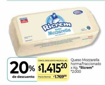 La Anonima Queso mozzarella horma fraccionado oferta