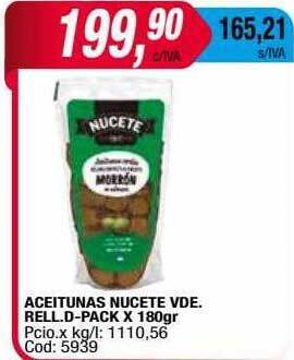 Maxiconsumo Aceitunas nucete vde. rell.d-pack oferta