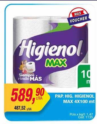 Maxiconsumo Pap. hig. higienol max oferta