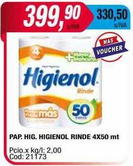 Maxiconsumo Pap. hig. higienol rinde oferta