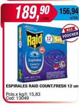 Maxiconsumo Espirales raid count. fresh oferta