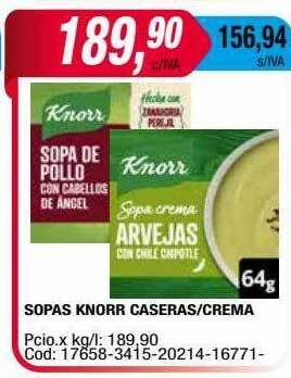 Maxiconsumo Sopas knorr caseras crema oferta
