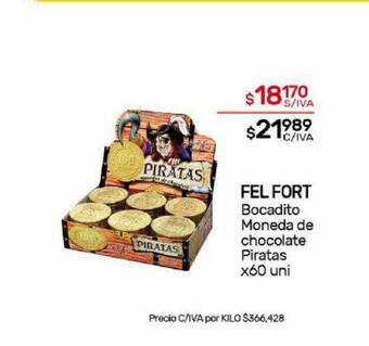 Nini Mayorista Fel fort bocadito moneda de chocolate piratas oferta
