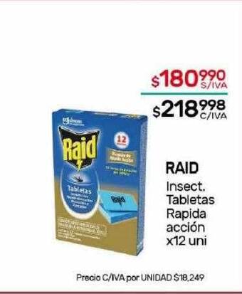 Nini Mayorista Raid insect. tabletas rapida acción oferta