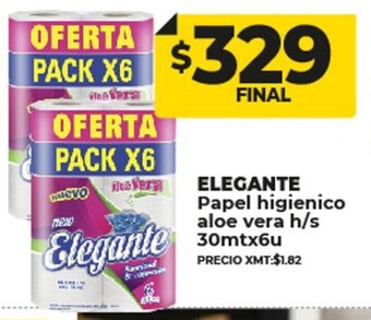 Supermayorista Vital Elegante Papel Higienico Aloe Vera h/s 30mt x 6u oferta