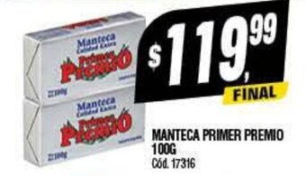 Supermercados Yaguar Manteca Primer Premio 100g oferta