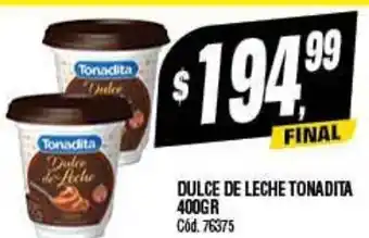Supermercados Yaguar Dulce de Leche Tonadita 400gr oferta