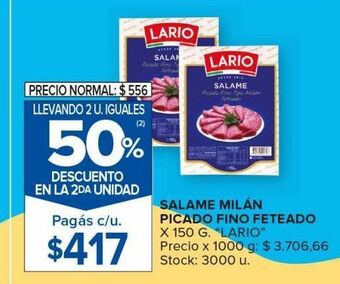 Carrefour Maxi Salame milan picado fino feteado oferta