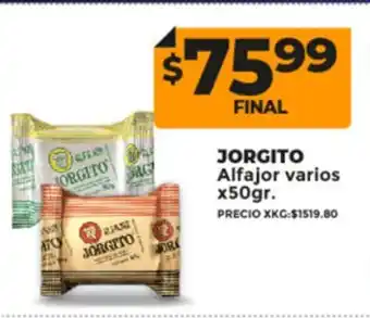 Supermayorista Vital Jorgito Alfajor Varios x 50gr oferta