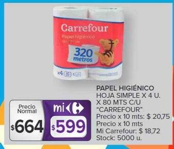 Carrefour Papel higiénico hoja simple oferta