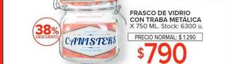 Carrefour Frasco de vidrio con traba metalica oferta
