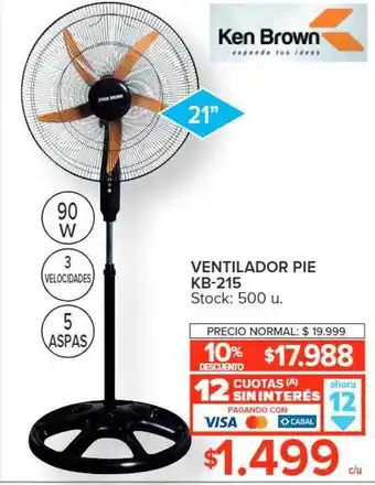 Carrefour Ventilador pie kb-215 ken brown oferta