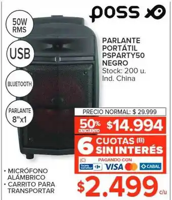 Carrefour Parlante portátil psparty50 negro poss oferta