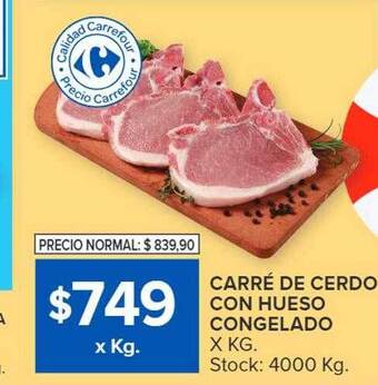 Carrefour Carré de cerdo con hueso congelado oferta
